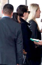 ANNE HATHAWAY Arrives at a Meeting in Culver City