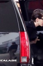 ANNE HATHAWAY Arrives at a Meeting in Culver City
