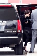 ANNE HATHAWAY Arrives at a Meeting in Culver City
