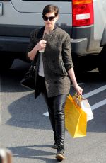 ANNE HATHAWAY in Leather Out and About in Los Angeles