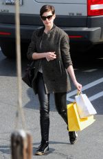 ANNE HATHAWAY in Leather Out and About in Los Angeles