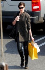 ANNE HATHAWAY in Leather Out and About in Los Angeles