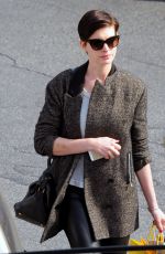 ANNE HATHAWAY in Leather Out and About in Los Angeles