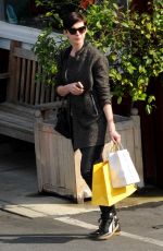 ANNE HATHAWAY in Leather Out and About in Los Angeles