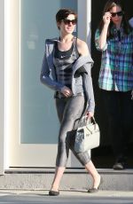 ANNE HATHAWAY in Tight Leggings Out and About in Los Angeles