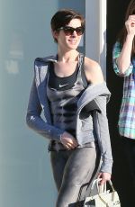 ANNE HATHAWAY in Tight Leggings Out and About in Los Angeles