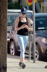 ANNE HATHAWAY in Tights Out and About in Los Angles