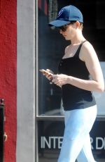 ANNE HATHAWAY in Tights Out and About in Los Angles