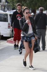 ASHLEY BENSON in Jeans Shorts Arrives at a Bakery in Los Angeles