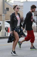 ASHLEY BENSON in Jeans Shorts Arrives at a Bakery in Los Angeles