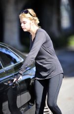 ASHLEY BENSON in Tights Leaves a Gym in Los Angeles