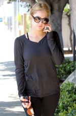 ASHLEY BENSON in Tights Leaves a Gym in Los Angeles