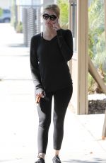 ASHLEY BENSON in Tights Leaves a Gym in Los Angeles