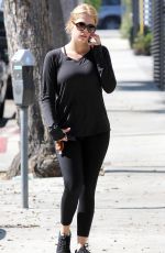 ASHLEY BENSON in Tights Leaves a Gym in Los Angeles