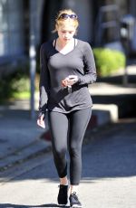 ASHLEY BENSON in Tights Leaves a Gym in Los Angeles