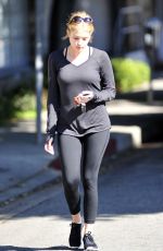 ASHLEY BENSON in Tights Leaves a Gym in Los Angeles