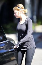 ASHLEY BENSON in Tights Leaves a Gym in Los Angeles