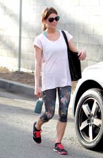 ASHLEY GREENE in Leggings Leaves a Gym in Studio City