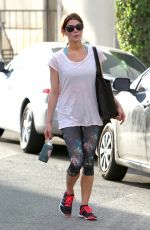 ASHLEY GREENE in Leggings Leaves a Gym in Studio City