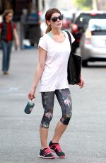 ASHLEY GREENE in Leggings Leaves a Gym in Studio City