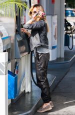 ASHLEY TISDALE at a Gas Station in Studio City