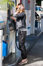 ASHLEY TISDALE at a Gas Station in Studio City