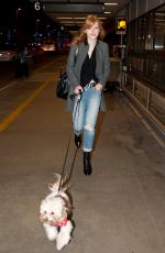 BELLA THORNE and Her Dog Kingston at LAX Airport