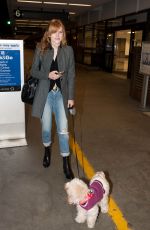 BELLA THORNE and Her Dog Kingston at LAX Airport