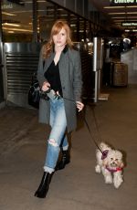 BELLA THORNE and Her Dog Kingston at LAX Airport