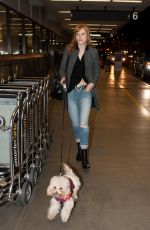 BELLA THORNE and Her Dog Kingston at LAX Airport