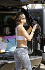 BROOKE BURK in Tights Leaves Yoga Session in Malibu