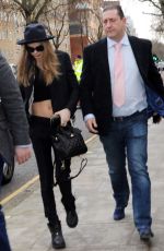 CARA DELEVINGNE Arrives at Burberry Fashion Show in London