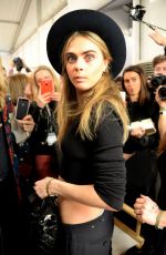 CARA DELEVINGNE at Backstage of Burberry Fall/Winter Fashion Show