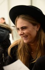 CARA DELEVINGNE at Backstage of Burberry Fall/Winter Fashion Show