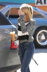 EMMA ROBERTS in Jeans Out for Coffee in Los Angeles