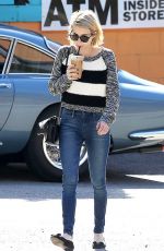 EMMA ROBERTS in Jeans Out for Coffee in Los Angeles