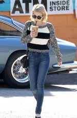 EMMA ROBERTS in Jeans Out for Coffee in Los Angeles