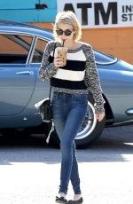 EMMA ROBERTS in Jeans Out for Coffee in Los Angeles