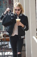 EMMA ROBERTS leaves Le Pain Cafe in Los Angeles