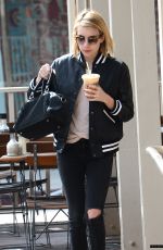 EMMA ROBERTS leaves Le Pain Cafe in Los Angeles
