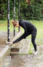 FERNE MCCANN in a Crop Top Out for Jogging