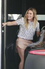 HILARY DUFF in Shoert Skirt Leaves Her Home in Los Angeles