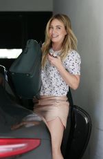 HILARY DUFF in Shoert Skirt Leaves Her Home in Los Angeles