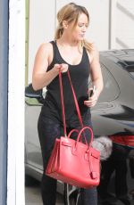 HILARY DUFF in Tights Arrives at a Gym in West Hollywood