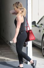 HILARY DUFF in Tights Arrives at a Gym in West Hollywood