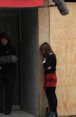 JENNA-LOUISE COLEMAN on the Set of Dr Who in Cardiff