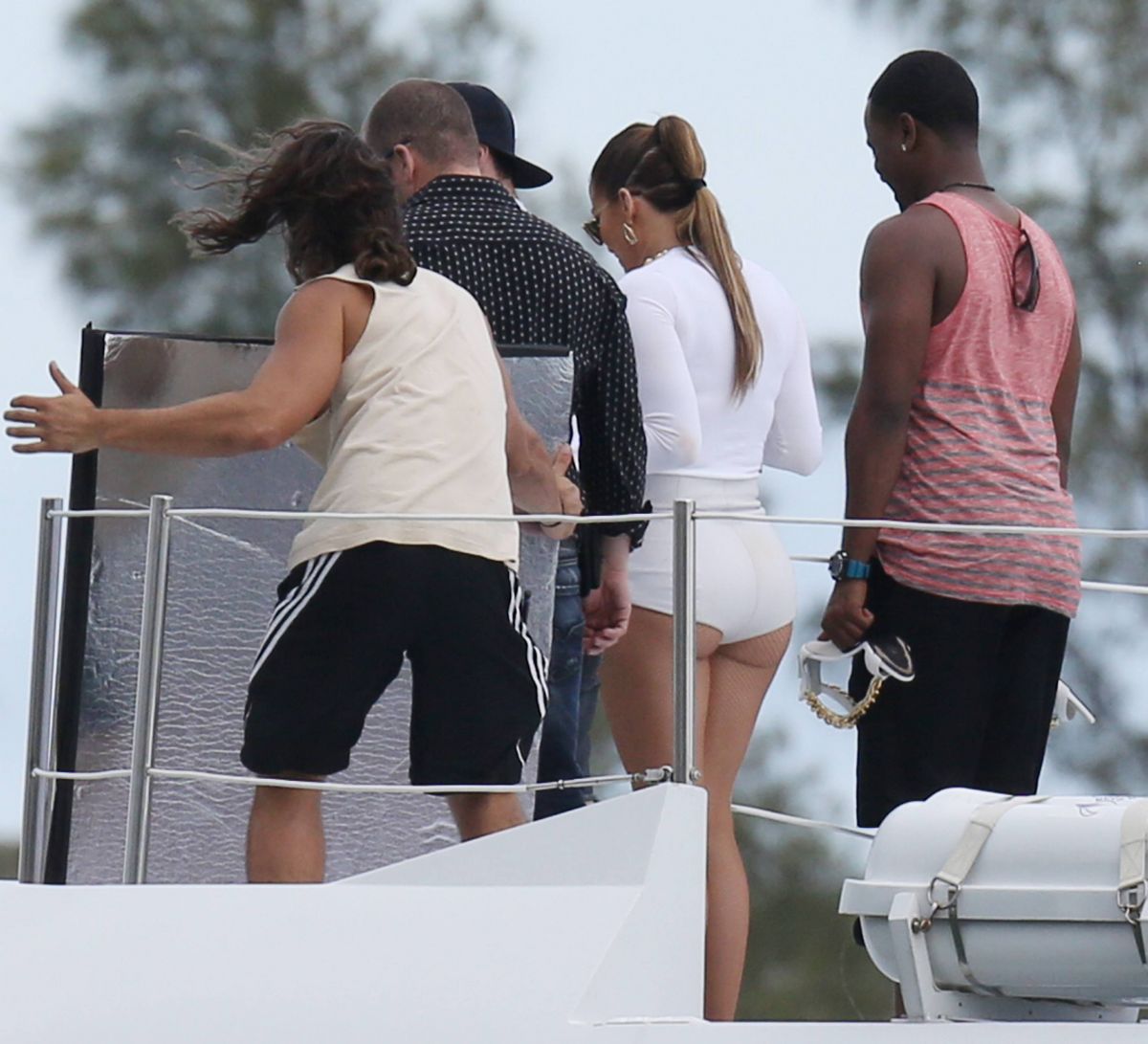 Jennifer Lopez on Yacht in Miami - Filming We Are One 