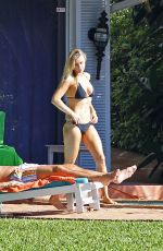 JOANNA KRUPA in Black Bikini at Pool in Miami
