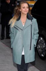 KALEY CUOCO Arrives at The Late Show with David Letterman in New York