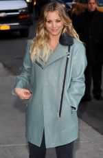 KALEY CUOCO Arrives at The Late Show with David Letterman in New York